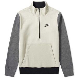 Nike Men’s Quarter-Zip Tan Neutral Gray Long Sleeve Pockets Sweatshirt Black